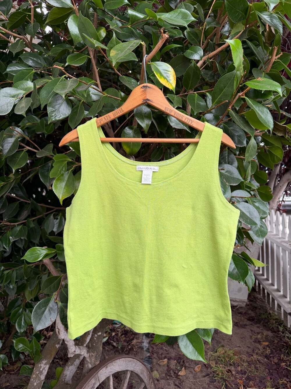 Vintage Claudia D. Women's Lime Green Scoop Neck Tank Top